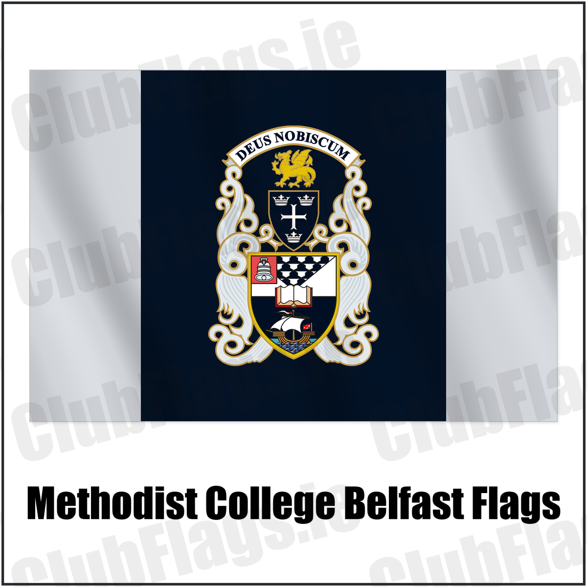Methodist College Belfast Flags with the club crest and colours, Antrim Rugby - ClubFlags.ie