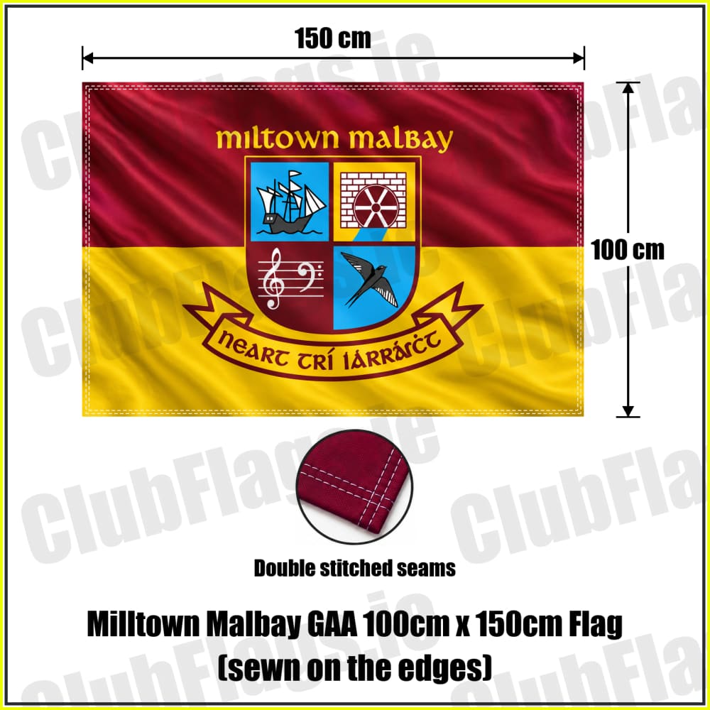 Milltown Malbay GAA 100cm x 150cm Flag (sewn on the edges) - ClubFlags.ie