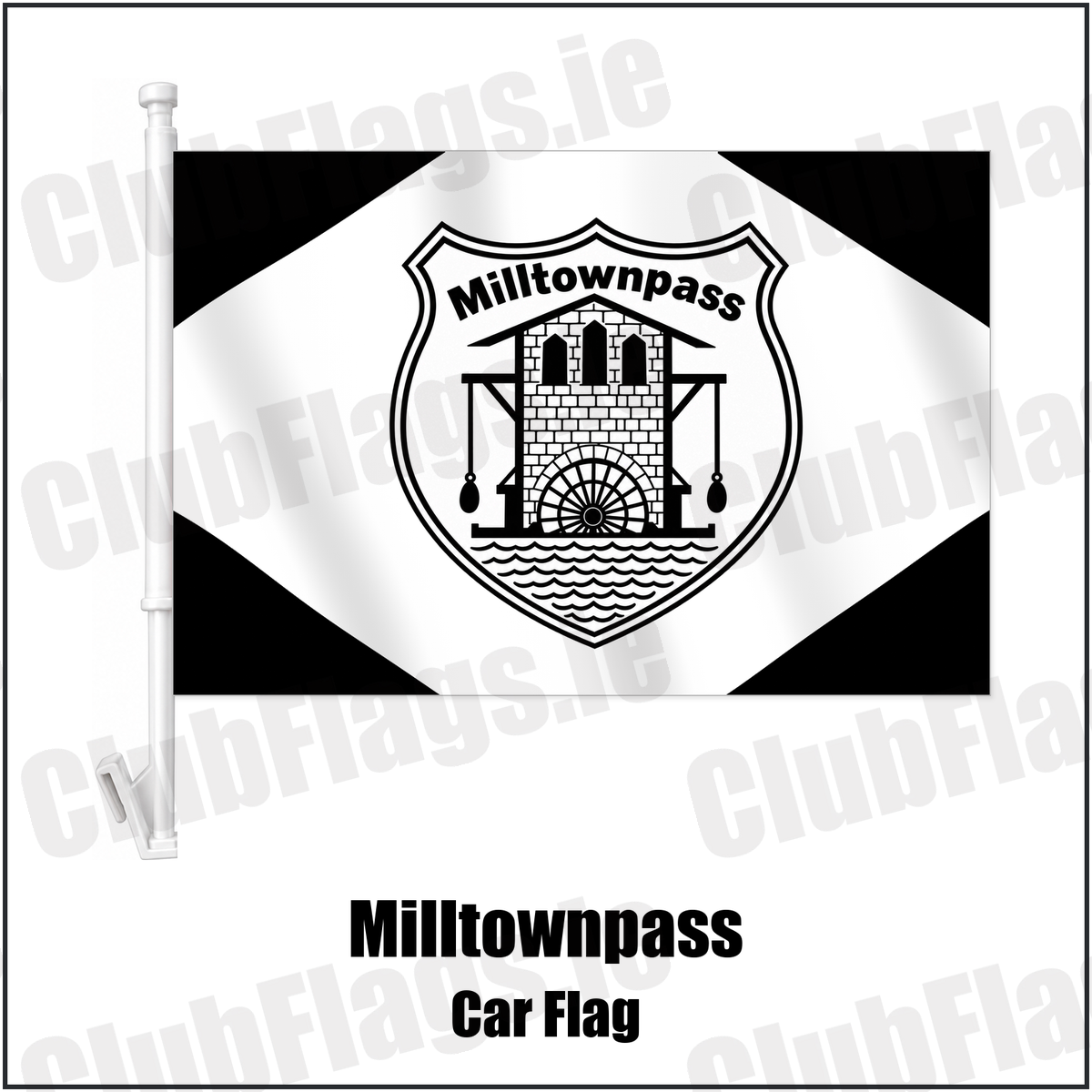 Milltownpass Car Flag with the club crest and colours, Westmeath GAA - ClubFlags.ie