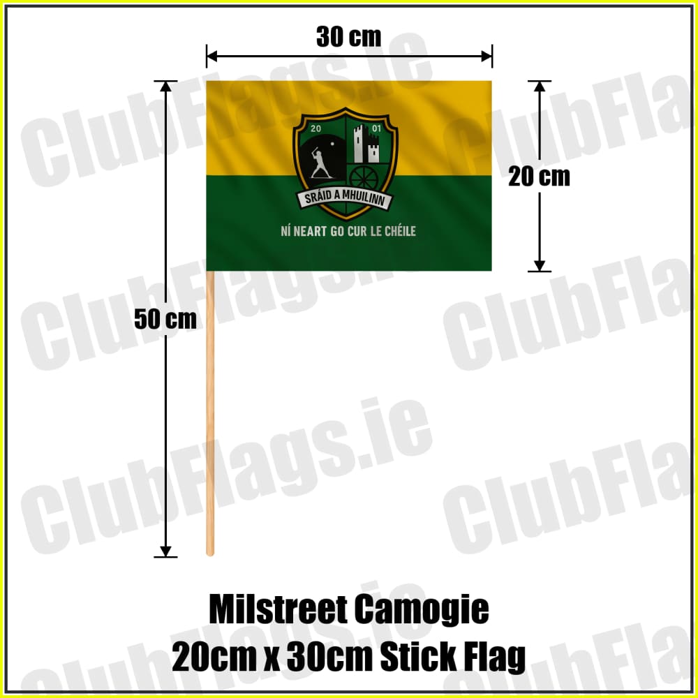 Milstreet Camogie 20cm x 30cm Stick Flag - ClubFlags.ie