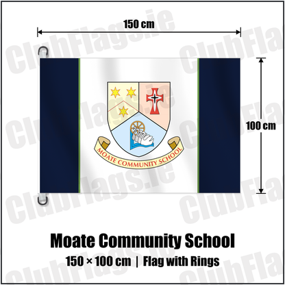 Moate Community School 150cm x 100cm Flag Pole Flag with Rings with the club crest and colours, Westmeath GAA - ClubFlags.ie
