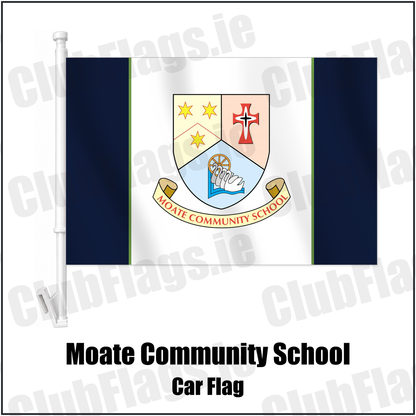 Moate Community School Car Flag with the club crest and colours, Westmeath GAA - ClubFlags.ie
