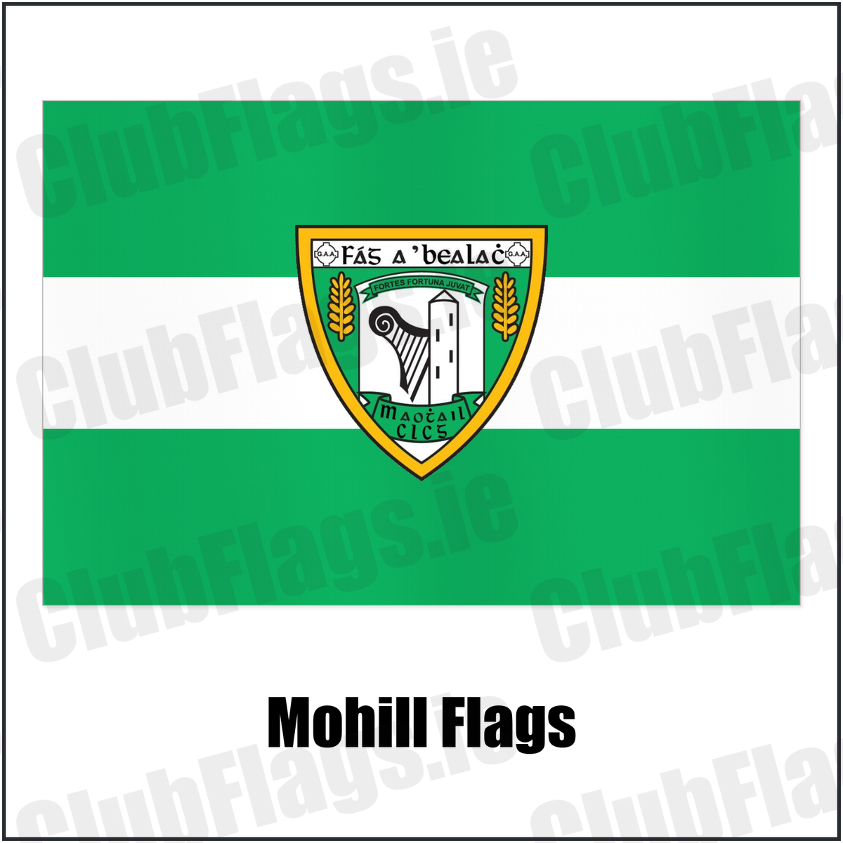 Mohill Flags with the club crest and colours, Leitrim GAA - ClubFlags.ie