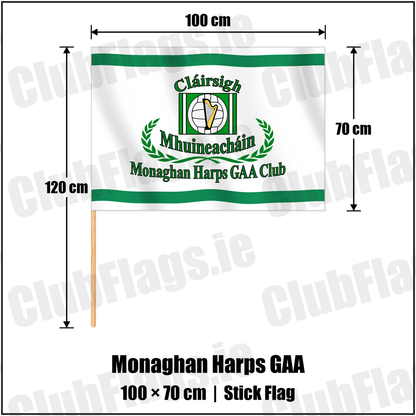 Monaghan Harps GAA 70cm x 100cm Stick Flag with the club crest and colours, Monaghan GAA - ClubFlags.ie