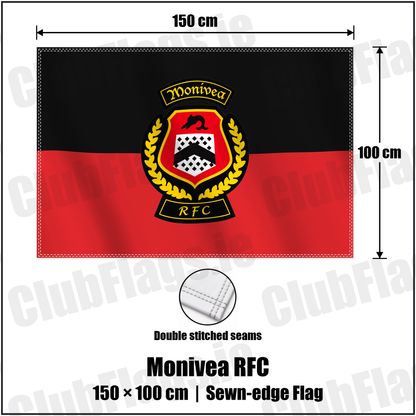 Monivea RFC 100cm x 150cm Flag (sewn on the edges) with the verified club crest and colours, Galway Rugby - ClubFlags.ie
