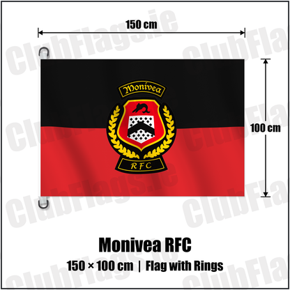 Monivea RFC 150cm x 100cm Flag Pole Flag with Rings with the verified club crest and colours, Galway Rugby - ClubFlags.ie