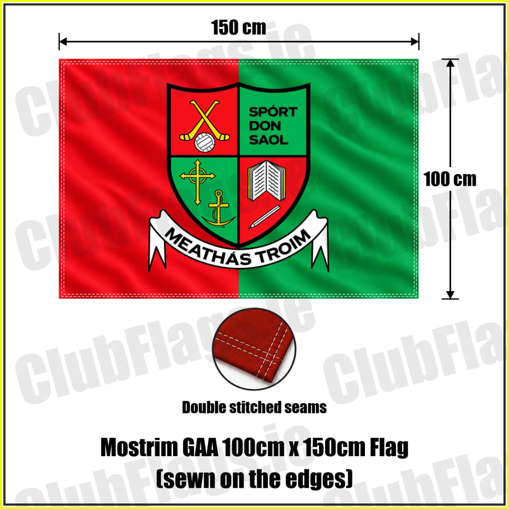Mostrim GAA 100cm x 150cm Flag (sewn on the edges) - ClubFlags.ie