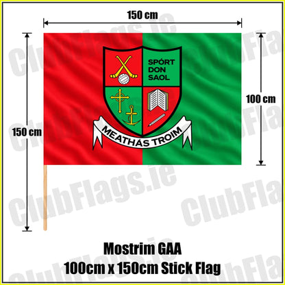 Mostrim GAA 100cm x 150cm Stick Flag - ClubFlags.ie
