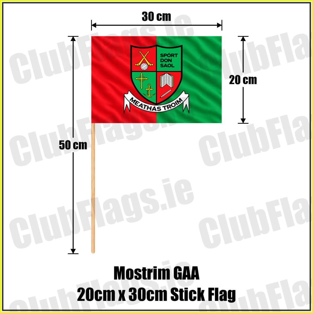 Mostrim GAA 20cm x 30cm Stick Flag - ClubFlags.ie