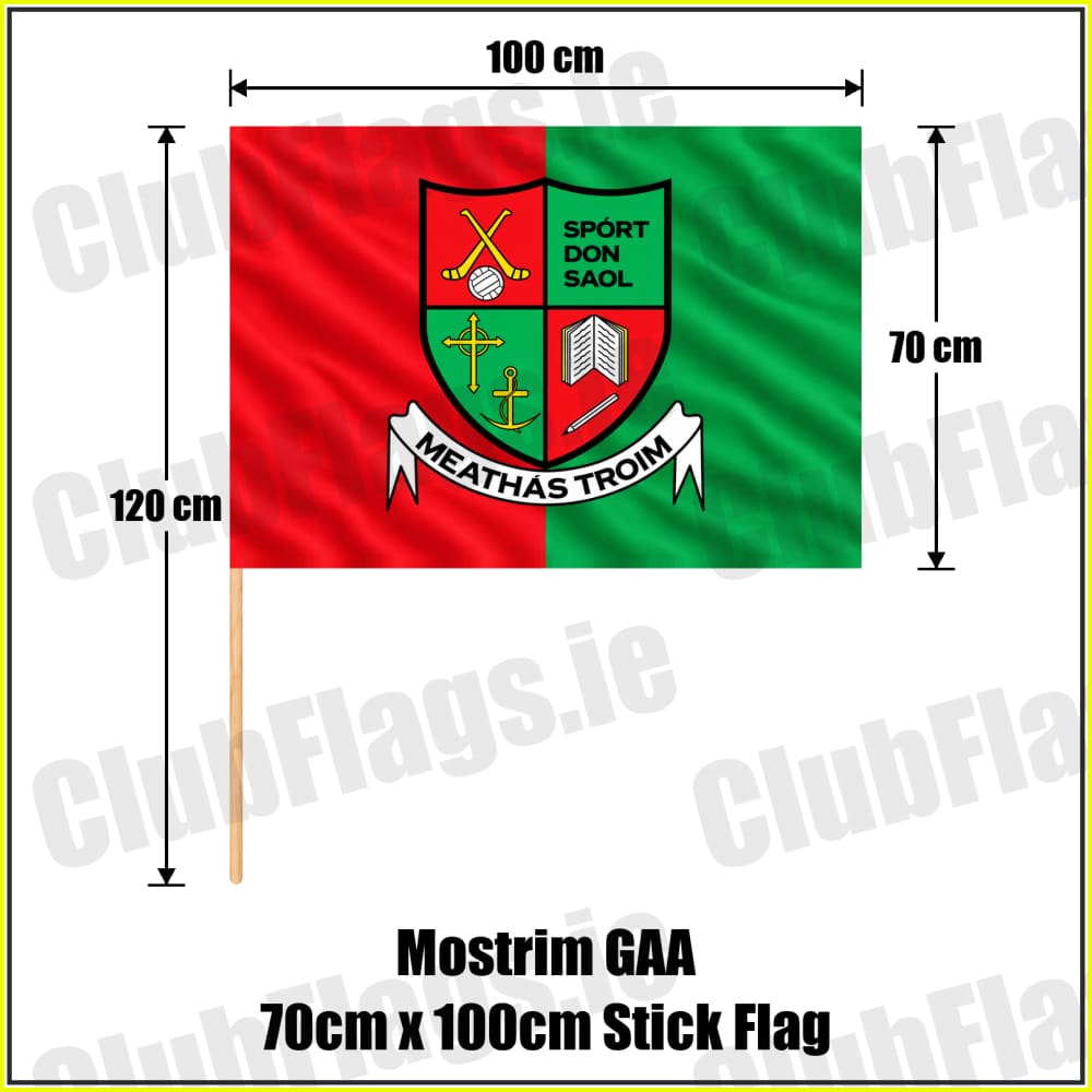 Mostrim GAA 70cm x 100cm Stick Flag - ClubFlags.ie