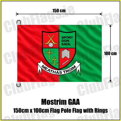 Mostrim GAA 150cm x 100cm Flag Pole Flag with Rings - ClubFlags.ie