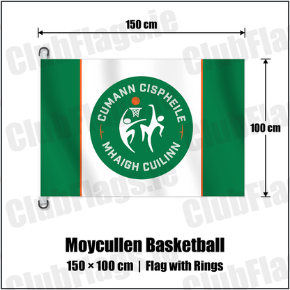 Moycullen Basketball 150cm x 100cm Flag Pole Flag with Rings with the verified club crest and colours, Galway Basketball - ClubFlags.ie