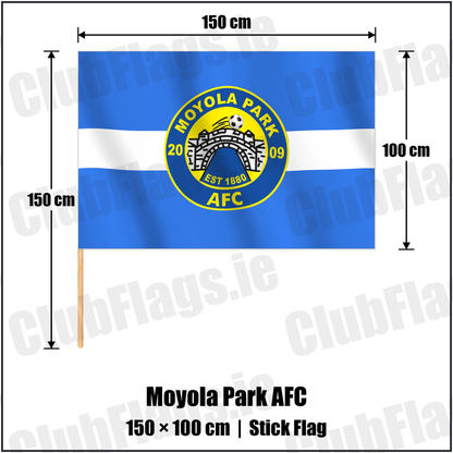 Moyola Park AFC 100cm x 150cm Stick Flag with the verified club crest and colours, Derry Football - ClubFlags.ie
