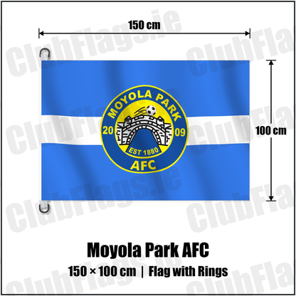 Moyola Park AFC 150cm x 100cm Flag Pole Flag with Rings with the verified club crest and colours, Derry Football - ClubFlags.ie