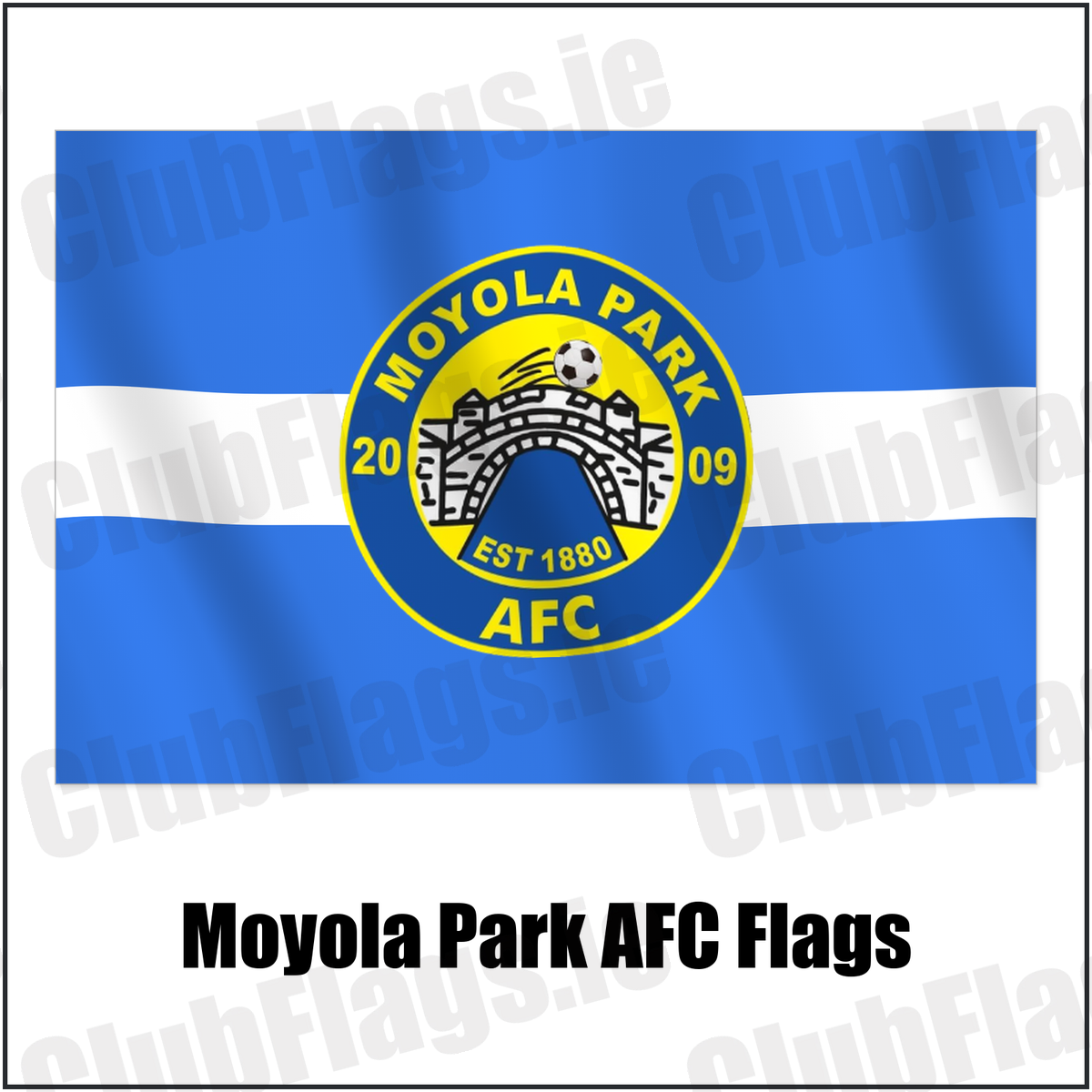 Moyola Park AFC Flags with the verified club crest and colours, Derry Football - ClubFlags.ie