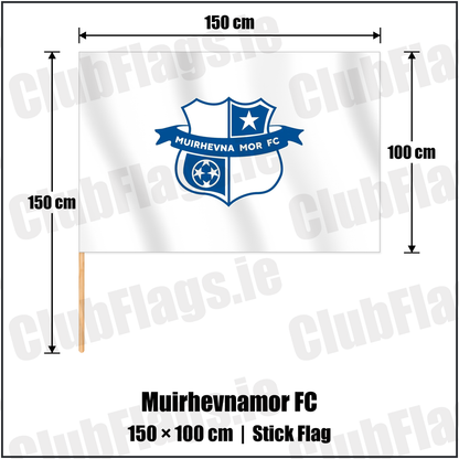 Muirhevnamor FC 100cm x 150cm Stick Flag with the club crest and colours, Louth Football - ClubFlags.ie