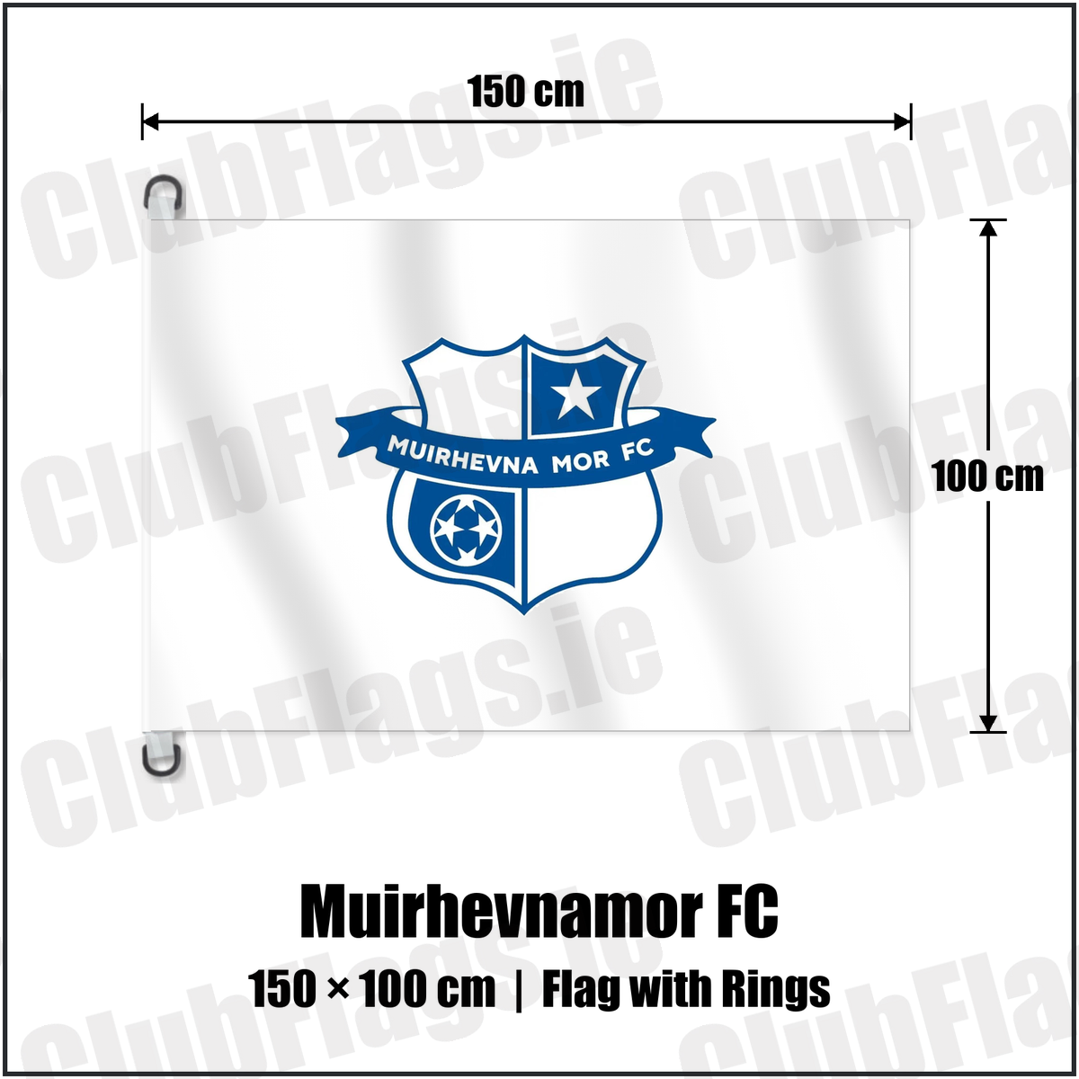 Muirhevnamor FC 150cm x 100cm Flag Pole Flag with Rings with the club crest and colours, Louth Football - ClubFlags.ie