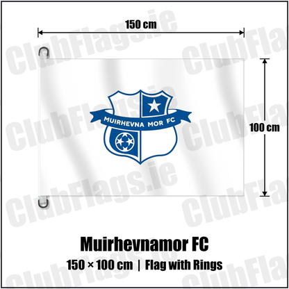 Muirhevnamor FC 150cm x 100cm Flag Pole Flag with Rings with the club crest and colours, Louth Football - ClubFlags.ie
