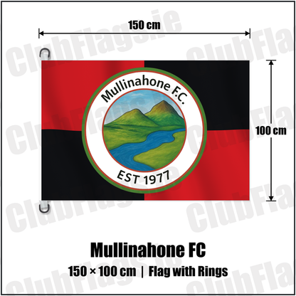 Mullinahone FC 150cm x 100cm Flag Pole Flag with Rings with the verified club crest and colours, Tipperary Football - ClubFlags.ie