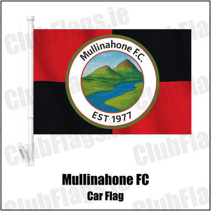 Mullinahone FC Car Flag with the verified club crest and colours, Tipperary Football - ClubFlags.ie