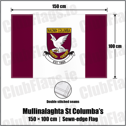 Mullinalaghta St Columba’s 100cm x 150cm Flag (sewn on the edges) with the club crest and colours, Longford GAA - ClubFlags.ie