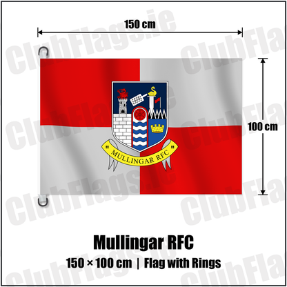 Mullingar RFC 150cm x 100cm Flag Pole Flag with Rings with the club crest and colours, Westmeath Rugby - ClubFlags.ie