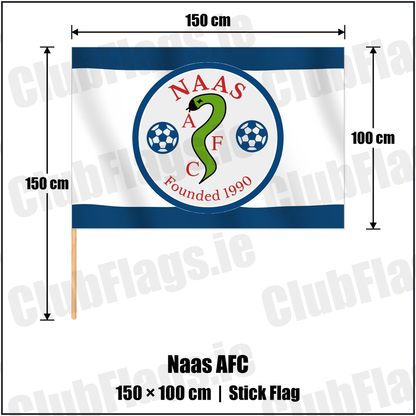 Naas AFC 100cm x 150cm Stick Flag with the club crest and colours, Kildare Football - ClubFlags.ie