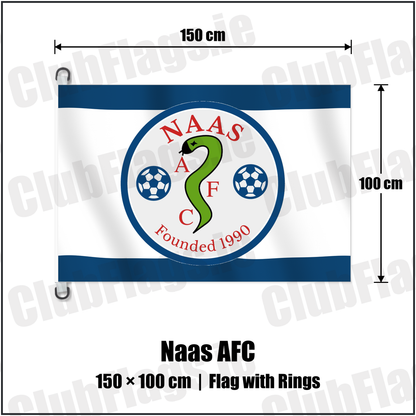 Naas AFC 150cm x 100cm Flag Pole Flag with Rings with the club crest and colours, Kildare Football - ClubFlags.ie
