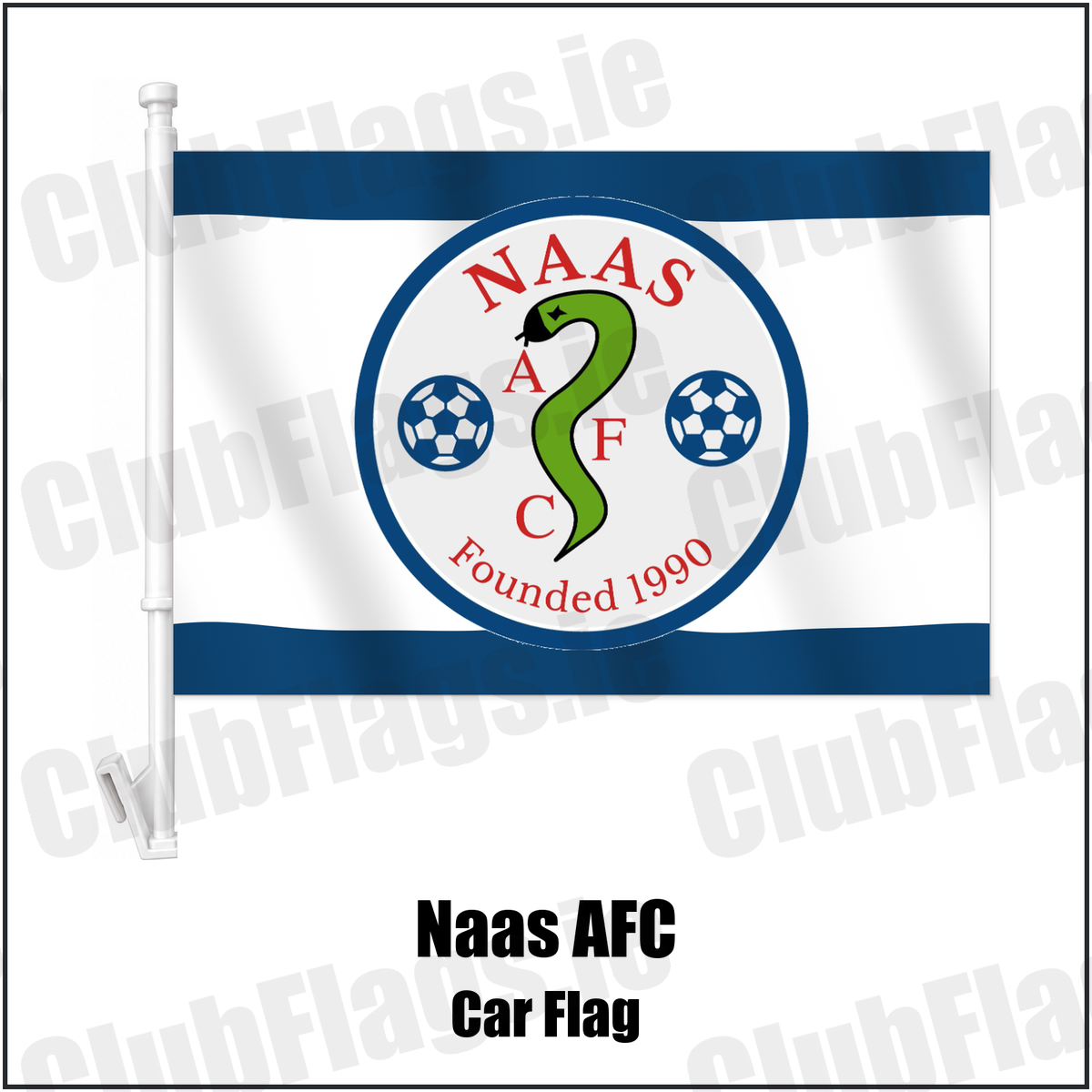 Naas AFC Car Flag with the club crest and colours, Kildare Football - ClubFlags.ie