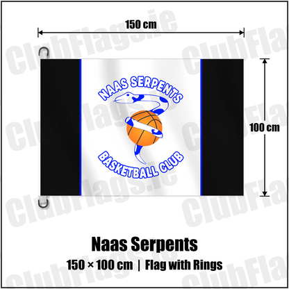 Naas Serpents 150cm x 100cm Flag Pole Flag with Rings with the club crest and colours, Kildare Basketball - ClubFlags.ie
