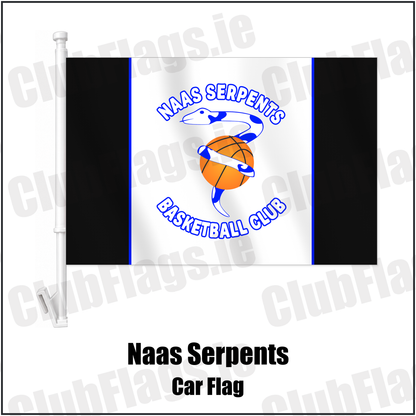 Naas Serpents Car Flag with the club crest and colours, Kildare Basketball - ClubFlags.ie