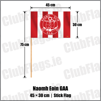 Naomh Eoin GAA 30cm x 45cm Stick Flag with the verified club crest and colours, Clare GAA - ClubFlags.ie