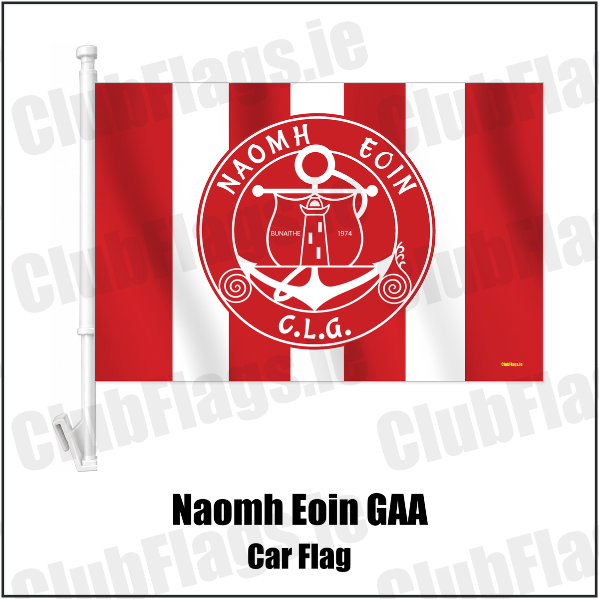 Naomh Eoin GAA Car Flag with the verified club crest and colours, Clare GAA - ClubFlags.ie