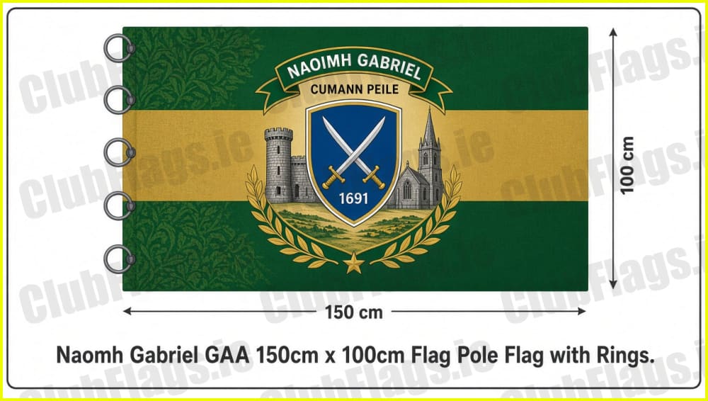 Naomh Gabriel GAA 150cm x 100cm Flag Pole Flag with Rings