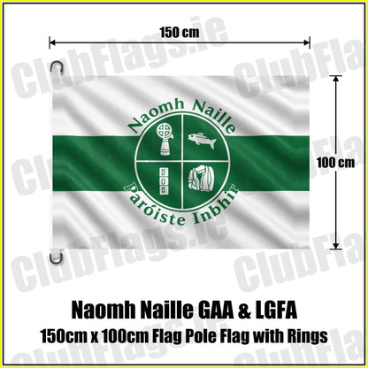 Naomh Naille GAA & LGFA 150cm x 100cm Flag Pole Flag with Rings - ClubFlags.ie
