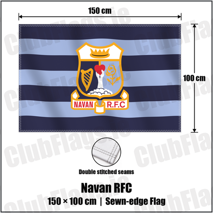 Navan RFC 100cm x 150cm Flag (sewn on the edges) with the club crest and colours, Meath Rugby - ClubFlags.ie