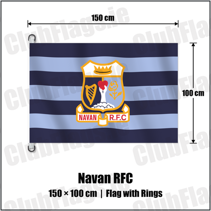 Navan RFC 150cm x 100cm Flag Pole Flag with Rings with the club crest and colours, Meath Rugby - ClubFlags.ie