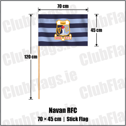 Navan RFC 45cm x 70cm Stick Flag with the club crest and colours, Meath Rugby - ClubFlags.ie
