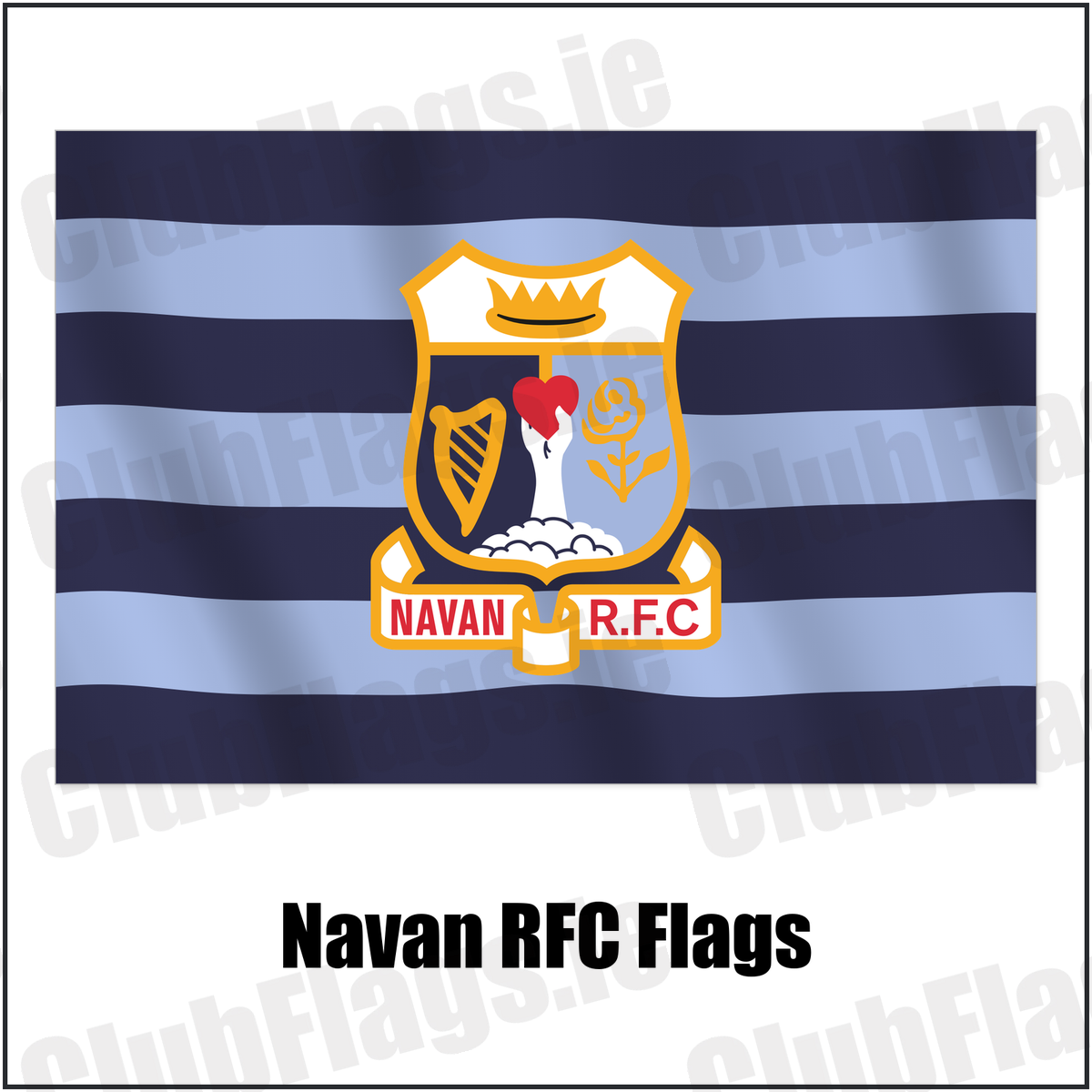 Navan RFC Flags with the club crest and colours, Meath Rugby - ClubFlags.ie