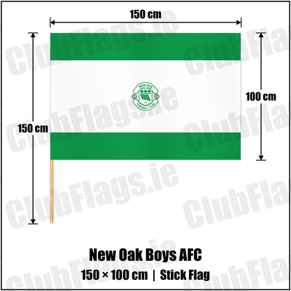 New Oak Boys AFC 100cm x 150cm Stick Flag with the club crest and colours, Carlow Football - ClubFlags.ie