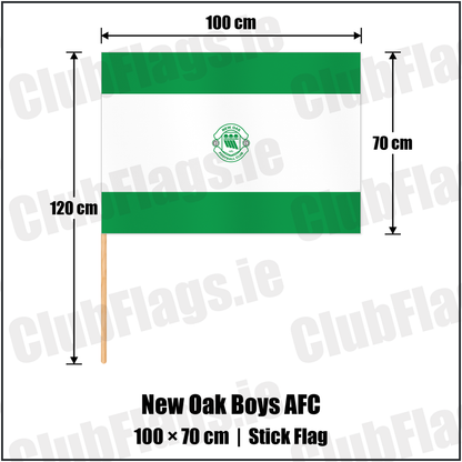 New Oak Boys AFC 70cm x 100cm Stick Flag with the club crest and colours, Carlow Football - ClubFlags.ie