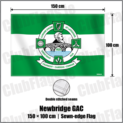 Newbridge GAC 100cm x 150cm Flag (sewn on the edges) with the verified club crest and colours, Derry GAA - ClubFlags.ie