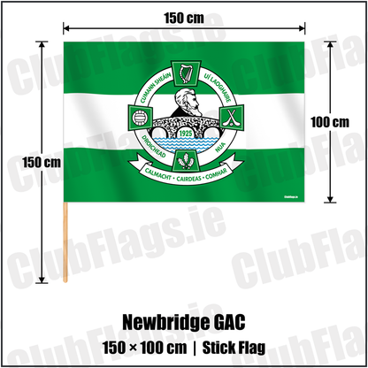 Newbridge GAC 100cm x 150cm Stick Flag with the verified club crest and colours, Derry GAA - ClubFlags.ie