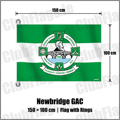 Newbridge GAC 150cm x 100cm Flag Pole Flag with Rings with the verified club crest and colours, Derry GAA - ClubFlags.ie