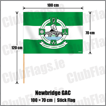 Newbridge GAC 70cm x 100cm Stick Flag with the verified club crest and colours, Derry GAA - ClubFlags.ie
