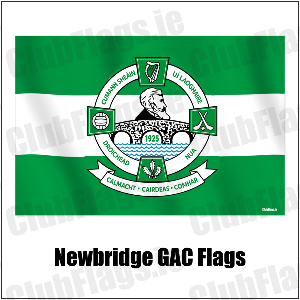 Newbridge GAC Flags with the verified club crest and colours, Derry GAA - ClubFlags.ie