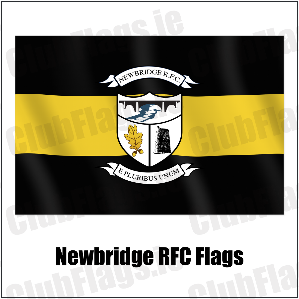 Newbridge RFC Flags with the club crest and colours, Kildare Rugby - ClubFlags.ie