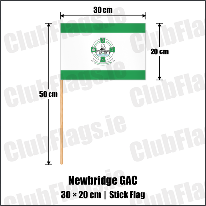 Newbridge GAC 20cm x 30cm Stick Flag with the club crest and colours, Derry GAA - ClubFlags.ie
