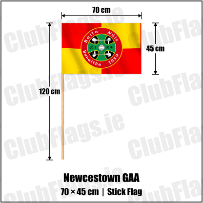 Newcestown GAA 45cm x 70cm Stick Flag with the club crest and colours, Cork GAA - ClubFlags.ie