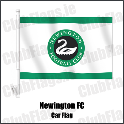 Newington FC Car Flag with the club crest and colours, Antrim Football - ClubFlags.ie